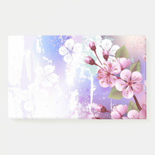 Bloco De Notas Sakura rosa no fundo da pintura