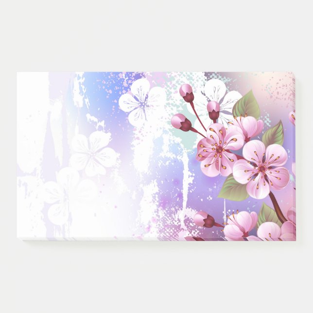 Bloco De Notas Sakura rosa no fundo da pintura (Frente)