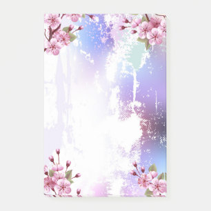 Bloco De Notas Sakura rosa no fundo da pintura