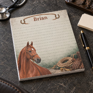 Bloco De Notas Sala de Arreios Personalizada para Cavalo Castanho