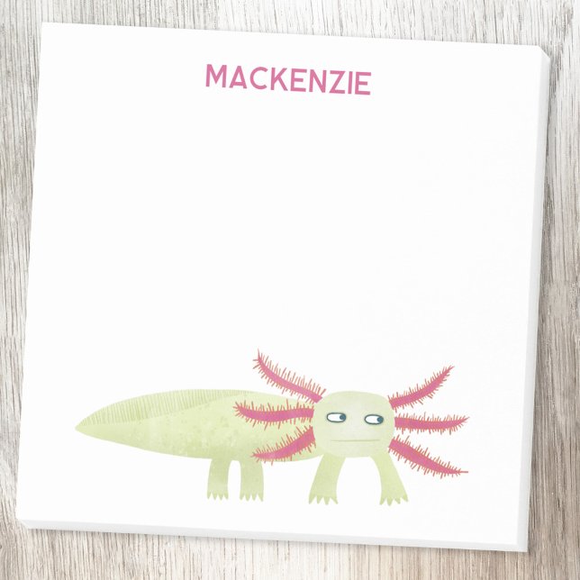 Bloco De Notas Salamandra Axolote Personalizada Diversão Nome Cus (Fun Axolotl salamander personalized custom name Post-it sticky notes for amphibian and animal lovers)