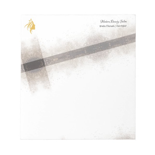 Bloco De Notas Salão de cabeleireiro dourado e preto (Frente)