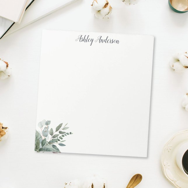 Bloco De Notas Salas de Eucalyptus Tropicais em Aquarela (In situ On desk)