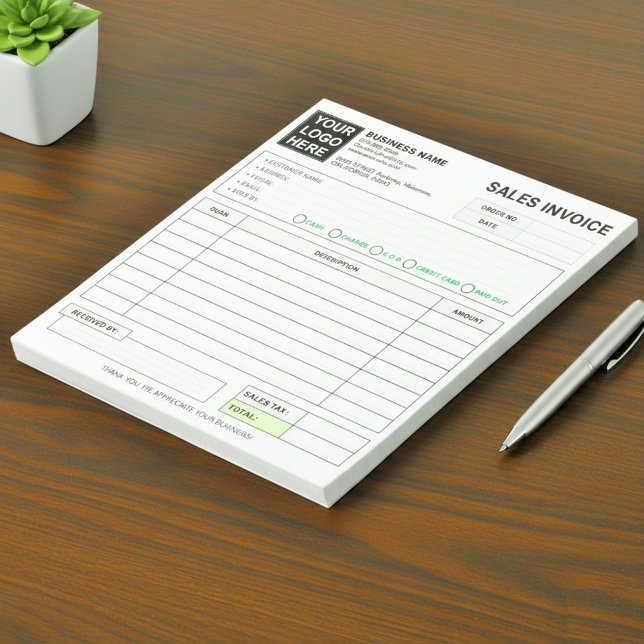 Bloco De Notas Sales Invoice Receipt | Company / Business Logo (Custom sales invoice books, duplicate receipt pads logo, carbonless NCR forms custom)