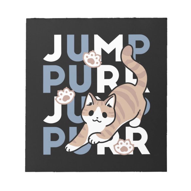 Bloco De Notas Salto Purr de Salto: Design de Gato Reproduzível c (Frente)