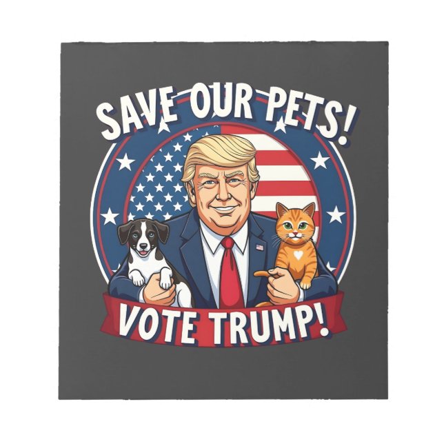 Bloco De Notas Salve nossos Pets de Trump de Votação Pets para Tr (Frente)