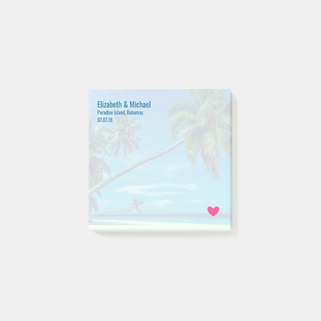 Bloco De Notas Sandy White Beach com Casamento Tropical Palms (Frente)