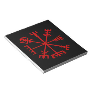 Bloco De Notas Sangue Vegvísir vermelho (compasso de Viking)