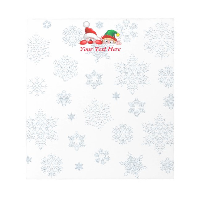 Bloco De Notas Santa and Elf Cute and funny Characters Peeking  C (Frente)