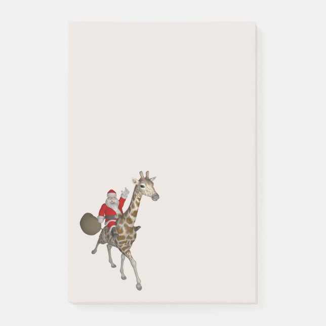 Bloco De Notas Santa Claus Andando Uma Girafa Jolly (Frente)