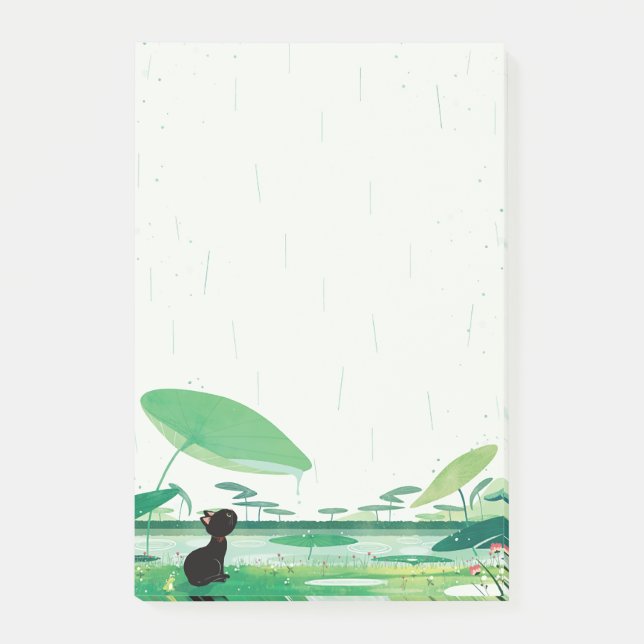 Bloco De Notas Sapo De Gato De Aquarela Na Chuva (Frente)