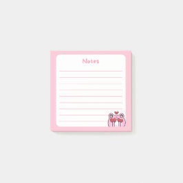 Bloco De Notas Sapo do Pastel Pink Kawaii Chibi Segurando Coraçõe
