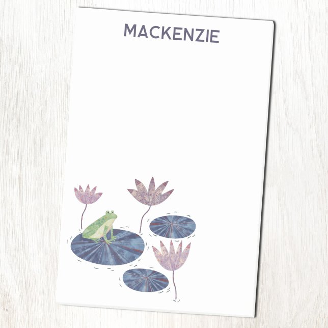 Bloco De Notas Sapo em uma Folha de Lírio Personalizado (Fun Frog personalized custom name Post-it sticky notes)