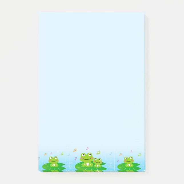 Bloco De Notas Sapos Lindos em Notas Azul Claro (Frente)