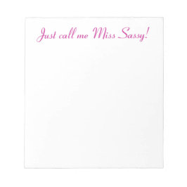 Bloco De Notas Sassy Miss Cute Girly Atitude Engraçada