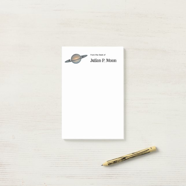 Bloco De Notas Saturno com Anéis Espaço Personalizado (Na mesa)