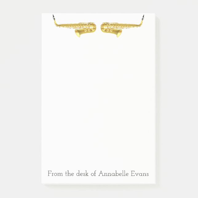 Bloco De Notas Saxofonias de latão personalizam (Frente)