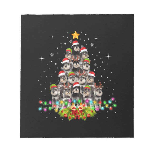 Bloco De Notas Schnauzer Cães Árvore Natal Pet Xmas (Frente)