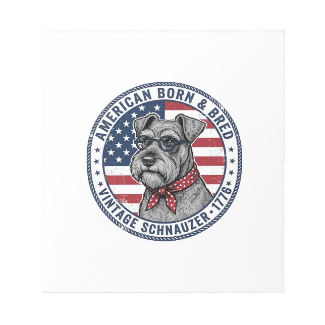 Bloco De Notas Schnauzer Patriótico Vintage (Frente)