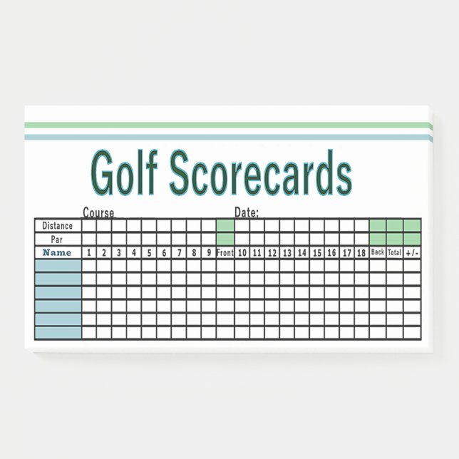 Bloco De Notas Scorecards de Golf (Frente)