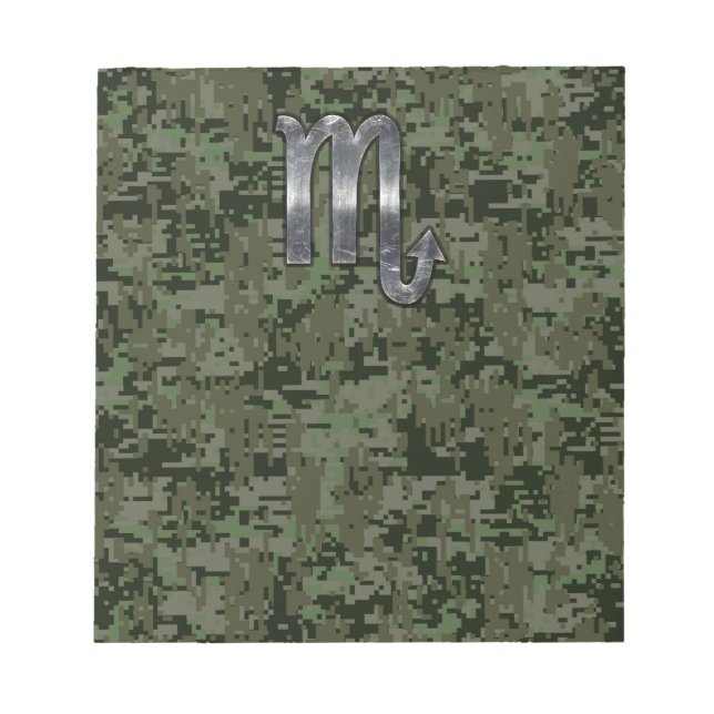 Bloco De Notas Scorpio Zodiac - Símbolo Woodland Digital Camo (Frente)
