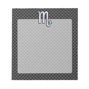 Bloco De Notas Scorpio Zodiac - Sinal em Decor de Fibra de Carbon