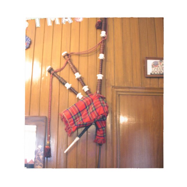 Bloco De Notas Scotland Bagpipe Tartan Xadrez Instrumento Musical (Frente)