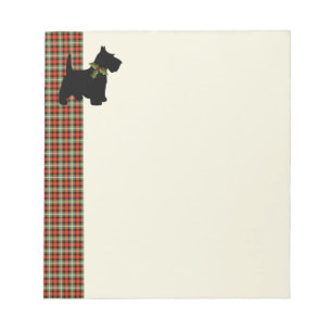Bloco De Notas Scottie Dog Scottie Xadrez Christmas