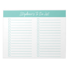 Bloco De Notas Script Aqua 8.5x11 Two Column Checklist