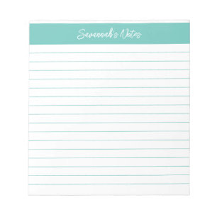 Bloco De Notas Script Aqua Elegante Clássico Moderno Personalizad