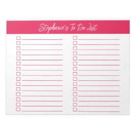 Bloco De Notas Script Cherry Red 8.5x11 Two Column Checklist
