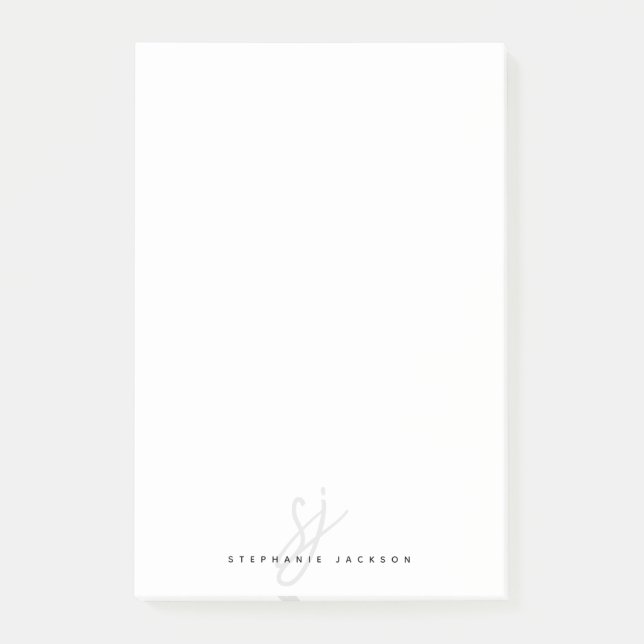 Bloco De Notas Script com Letra Simples de Iniciais Monogramas (Frente)