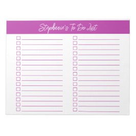 Bloco De Notas Script Dark Pink 8.5x11 Two Column Checklist