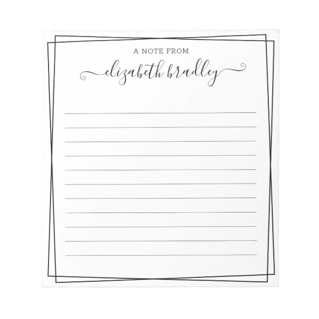 Bloco De Notas Script De Assinatura Monograma A Partir Da Mesa De (Frente)