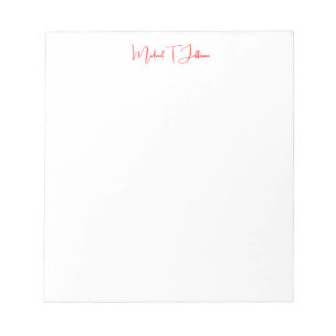 Bloco De Notas Script de Caligrafia Elegante Simples Vermelho Bra