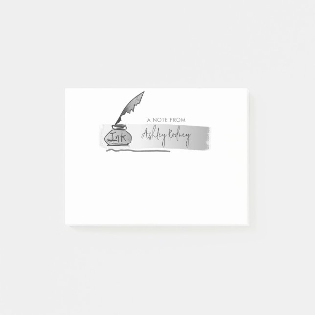 Bloco De Notas Script de Caneta do Sketch Faux Silver Quill (Frente)