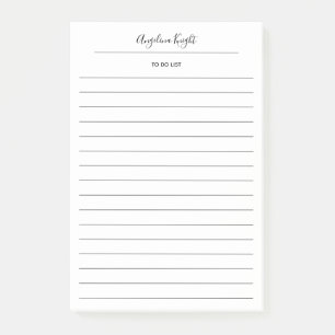 Bloco De Notas Script de manuscrito da lista Todo Elegante de Na