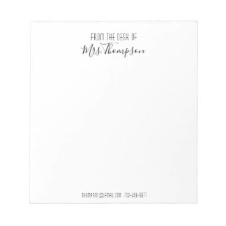 Bloco De Notas Script De Nome Preto Moderno Da Mesa Do Bloco De N