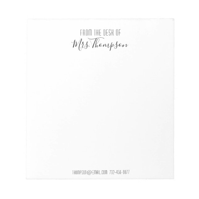 Bloco De Notas Script De Nome Preto Moderno Da Mesa Do Bloco De N (Frente)