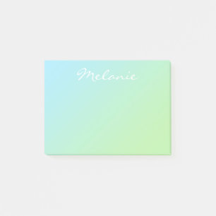 Bloco De Notas Script de Ombre Verde Azul-Aqua Moderno