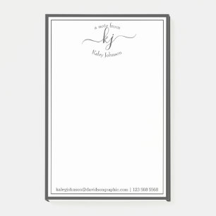Bloco De Notas Script Do Monograma Branco Da cinza Da Mesa De
