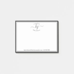 Bloco De Notas Script Do Monograma Branco Da cinza Da Mesa De Pos