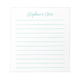 Bloco De Notas  Script Elegant Aqua Lined Personalized