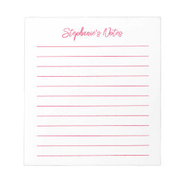 Bloco De Notas  Script Elegant Cherry Red Lined Personalized