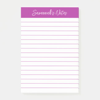 Bloco De Notas Script Elegant Dark Pink Lined Personalized