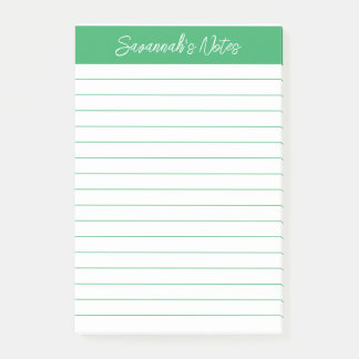Bloco De Notas Script Elegant Green Lined Personalized
