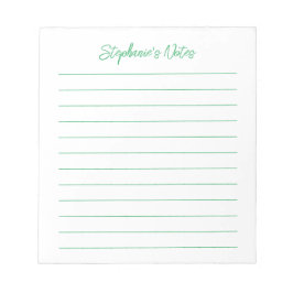 Bloco De Notas  Script Elegant Green Lined Personalized