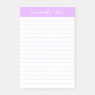 Bloco De Notas Script Elegant Light Lavender Lined Personalized