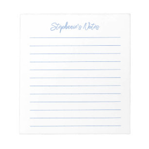 Bloco De Notas Script Elegante Azul Claro Personalizado