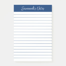 Bloco De Notas Script Elegante Azul Marinho Personalizado